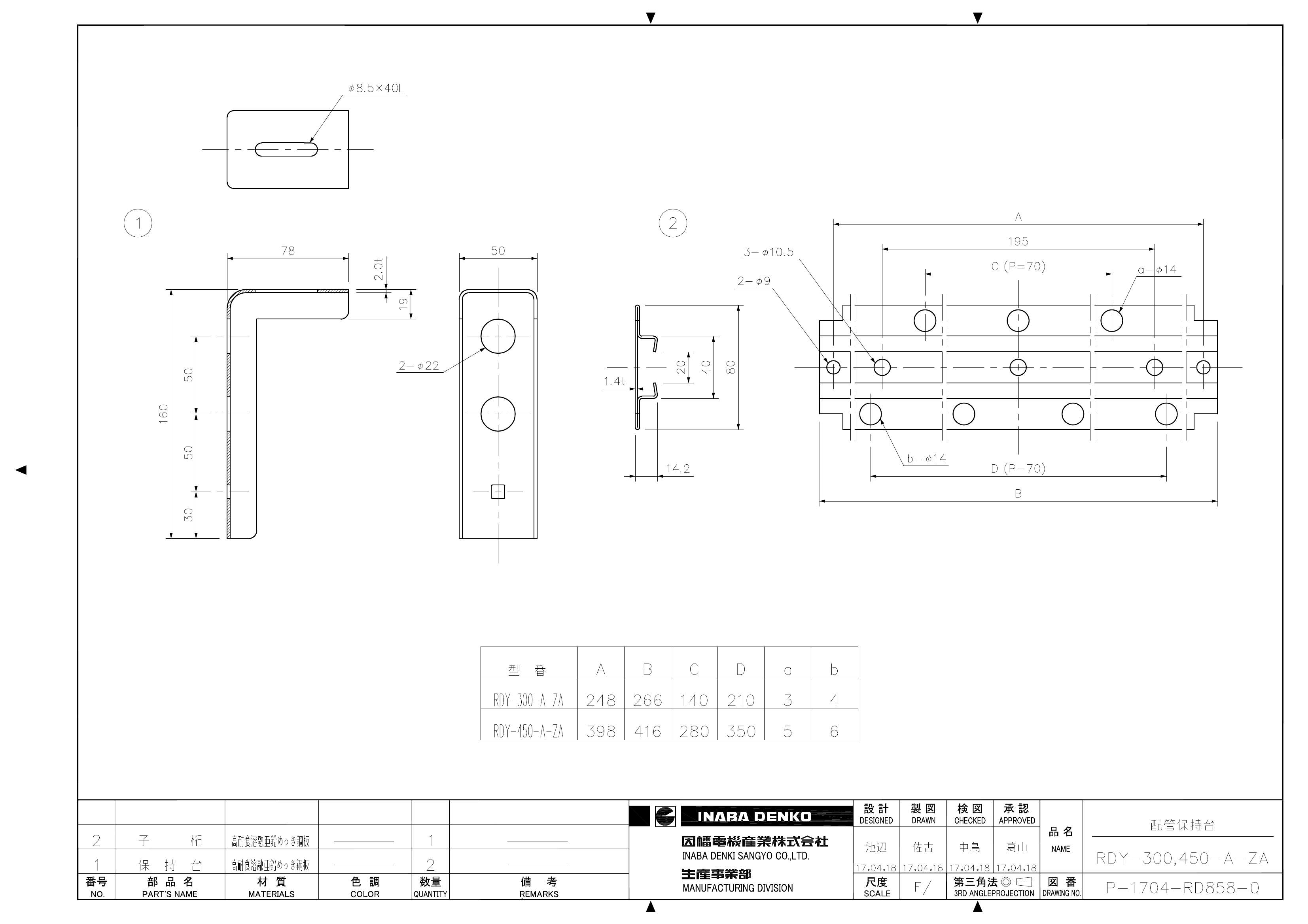 【RDY】配管保持台 | 製品情報 | 因幡電工 INABA DENKO(因幡電機産業)